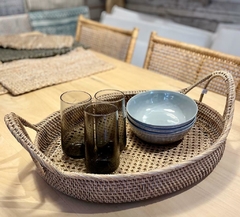 Bandeja rattan oval con manijas - comprar online