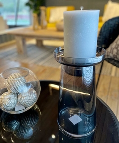 Portavela Timbo de vidrio gris