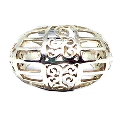 Anillo de plata italiana bombe con lineas y arabescos calados nro. 15 en internet