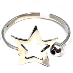 Anillo en forma de estrella calada de plata italiana con bolita nro. 12 - comprar online