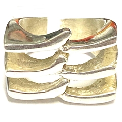 Anillo ondas plata caladas intercaladas en relieve de 2 cm x 1,5 cm nro.15 - comprar online