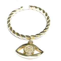 Anillo cinta torzada plata con ojito turco microengarzado colgante nro. 17/19 - comprar online