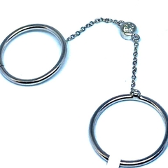 Doble anillo con cadena lisos de plata rodinada nro. 18