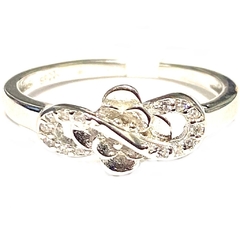 Anillo flor con infinito entrelazado microengarzado de plata rodinada nro. 15 - comprar online