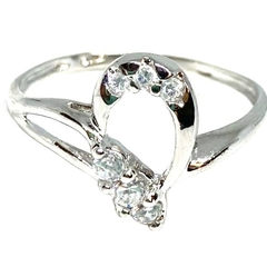 Anillo gota calada con cubics tranparentes engarzados de plata nro. 15 - comprar online