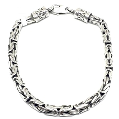 Pulsera bali de plata tailandesa 5 mm de grosor y 21 cm de largo