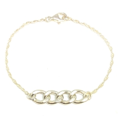 Pulsera de plata turbillon abierta 2 mm con cuatro eslabones grummet centrales