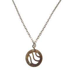 Collar de plata italiana cadena espejito con dije circulo calado rose de 1,5 cm