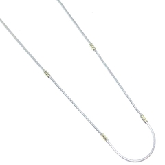 Cadena colita de raton de plata y oro de 1 mm de grosor y 45 cm de largo