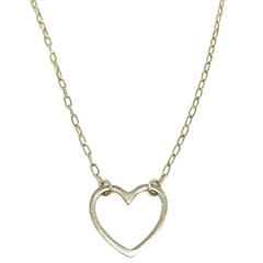 Collar de plata italiana de 2 mm con cadena forcet y corazon 40 cm largo