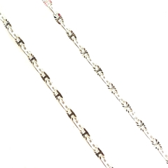 Cadena chata eslabones ovalados 3mm lineas labradas de plata italiana 45cm largo
