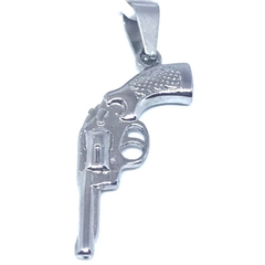 Dije revolver de acero con detalles en relieve de 3,7 cm de alto x 1 cm de ancho - comprar online