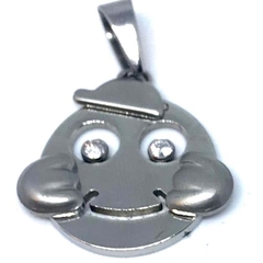 Dije nene de acero smile con sombrerito de 1,9 cn de diametro