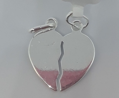 Dije en forma de medalla corazon para partir en dos de plata italiana