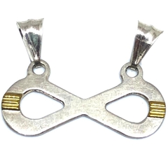 Dije Infinito de plata y oro de 2,3 cm de alto x 3 cm de ancho