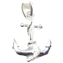 Dije ancla de plata italiana con detalle de soga de 3 cm de alto x 1,1 cm de anc