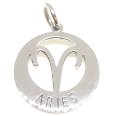 Dije circulo calado de acero signo aries de 2,2 cm de diametro