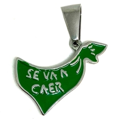 Dije pañuelo verde de acero con inscripcion Se va a caer de 2 cm x 2,5 cm