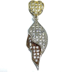 Dije corazon con hoja colgante microengarzado plata italiana plata dorada y rose - comprar online