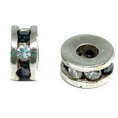 Dije mini donas de plata italiana con cubics color blanco y negro