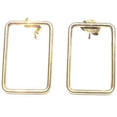 Aros rectangulo calado de plata dorada de 2,2 cm de largo x 1,8 cm de ancho