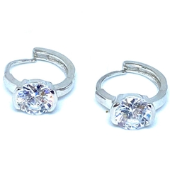 Argollitas cubanitas plata rodinada con circon de 6mm en virola de 1,2 cm diam. - comprar online