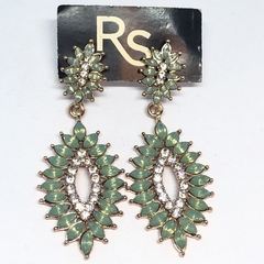 Doble gota de flores con cristales color verde de bijou americana rose