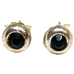 Aros Susanito de plata con circon negro de 6 mm de diametro - comprar online