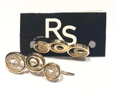 Aros trepadores de plata dorada con circulos calados microengarzados