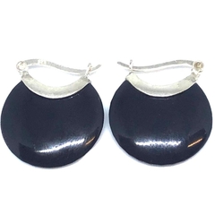 Argollitas de plata italiana estilo carterita con onix 2,5 cm largo x 2 cm ancho
