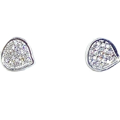 Aros gotas de plata rodinada microengarzadas de 0,9 cm x 0,9 cm