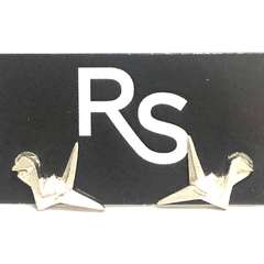 Aros de origami figura de plata italiana de 1,3 cm de largo x 1 cm de ancho - comprar online
