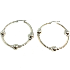 Argollitas de acero con bolitas 7 mm separadas fijas de 4,5 cm de diametro