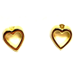 Aros de acero dorado corazones calados de 0,8 cm de alto x 0,7 cm de ancho