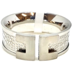 Anillo cinta de acero 7 mm con relieve de animal print nro. 20