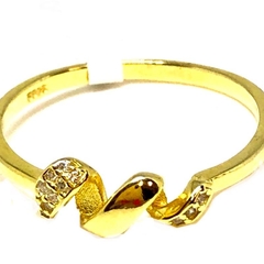 Anillo con rulo central horizontal microngarzado de plata dorada nro. 18 - comprar online