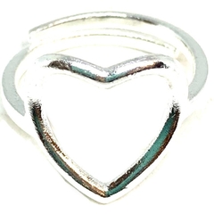 Anillo corazon calado de 1,6 cm x 1,6 cm de acero blanco nro.15