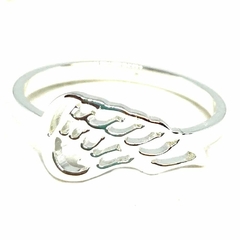 Anillo ala calada central de acero blanco nro. 11