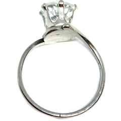 Anillo solitario acero con cubic transparente 8mm engrifado y ondas nro. 28 - comprar online