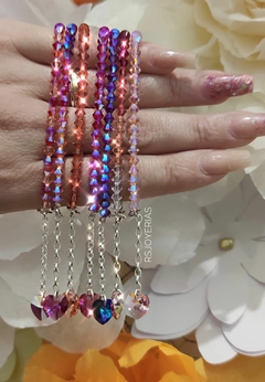 Pulsera de cristales de 4 mm con cierre de plata color coral en internet