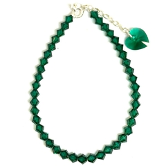 Pulsera de cristales de 4 mm con cierre de plata color verde