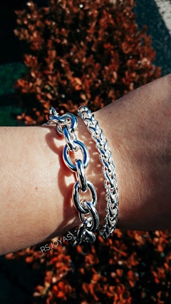 Pulsera espiga de acero blanco de 7 mm de grosor de 19 / 21,5 cm de largo - comprar online