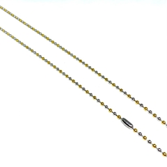 Cadena de bolitas de acero dos colores de 2 mm de grosor y 50 cm de largo