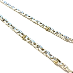 Cadena eslabon en zig zag de plata y oro 5 mm de grosor y 55 cm de largo