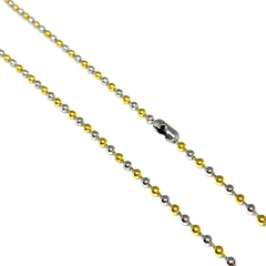 Cadena bolitas de acero dos colores 2 mm de grosor con barritas entre medio