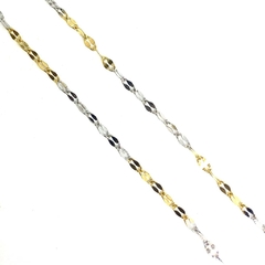 Cadena de acero y acero dorado ovalos calados esmerilados de 45 cm de largo