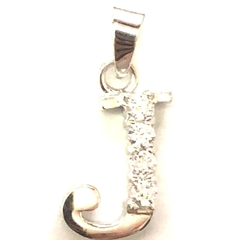 Dije letra J de plata italiana rodinada con circones microengarzados 1cm alto - comprar online
