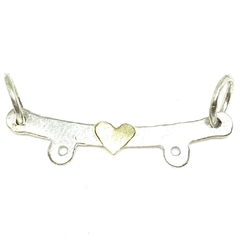 Dije percha de plata y oro para dos nenes de 3 cm de ancho x 0,5 cm de alto - comprar online