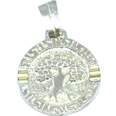 Dije Arbol de la Vida de plata y oro circular de 2 cm de diametro