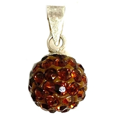Dije bolita de fuego de 10 mm con engarce de plata color marron
